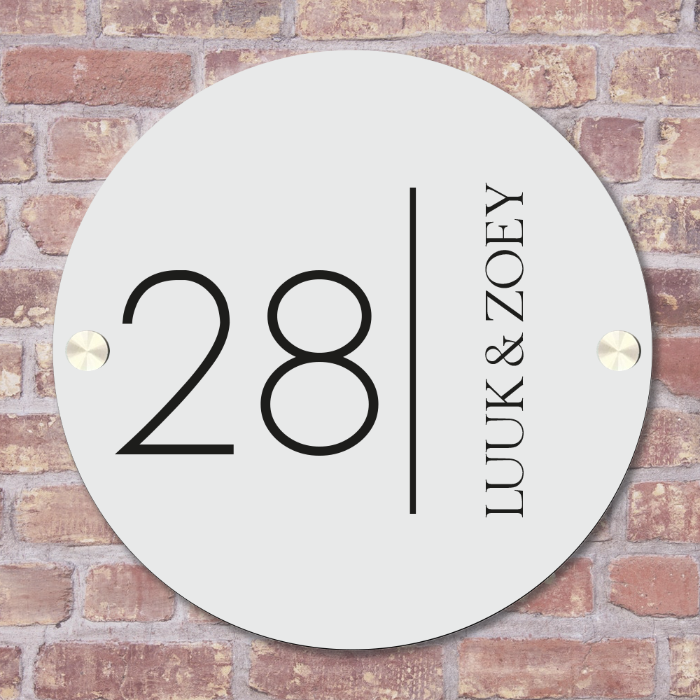 Naambordje voordeur rond minimalist grey