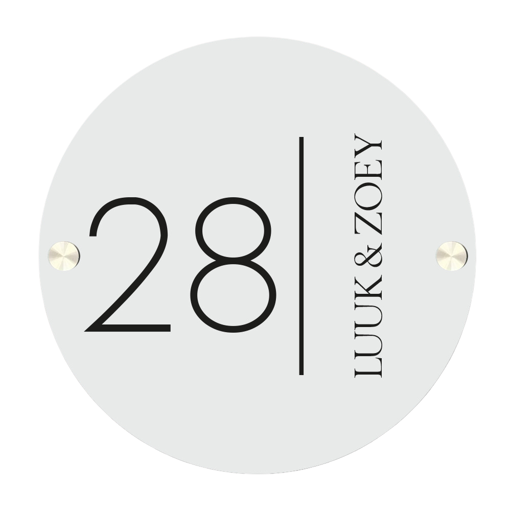 Naambordje voordeur rond minimalist grey