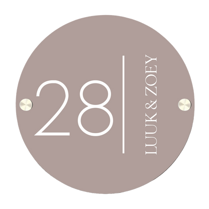 Naambordje voordeur rond minimalist soft brown