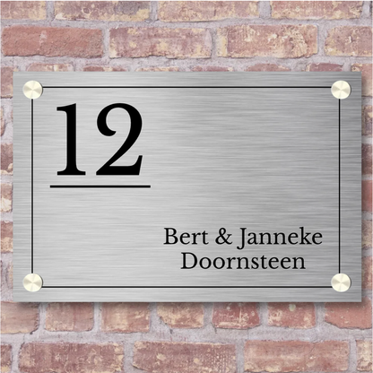 Naambordje voordeur rvs-look rechthoek frame