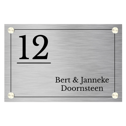 Naambordje voordeur rvs-look rechthoek frame