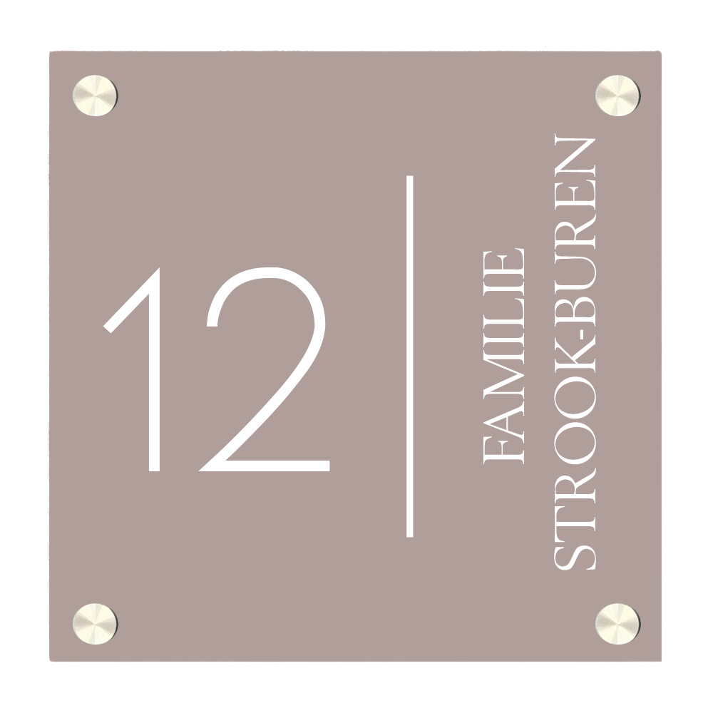 Naambordje voordeur vierkant minimalist soft brown