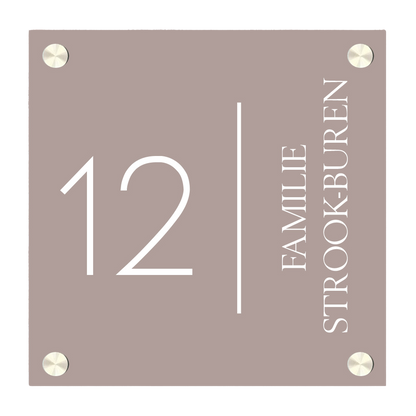 Naambordje voordeur vierkant minimalist soft brown